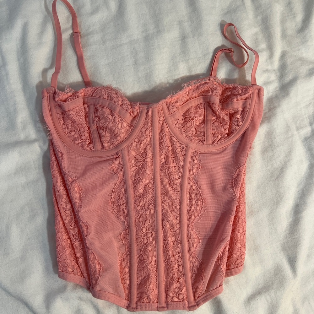 UO Pink Lace “Modern Love Corset” Top